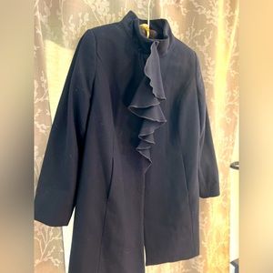 T Tahari Navy Blue Wool Coat